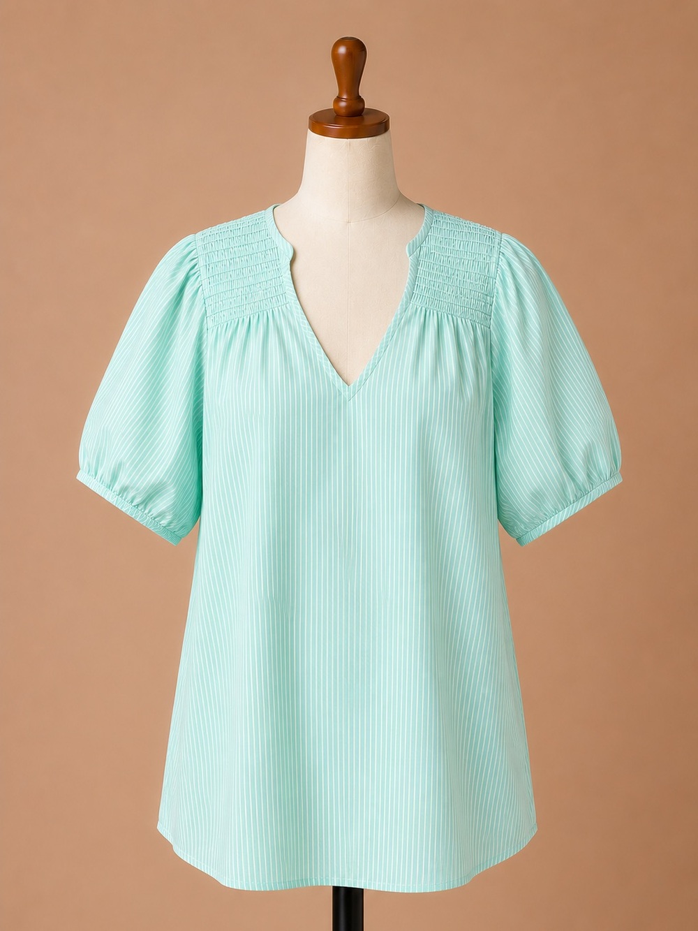 J.Crew NWT Mint Green Striped Puff Sleeve Top Size M